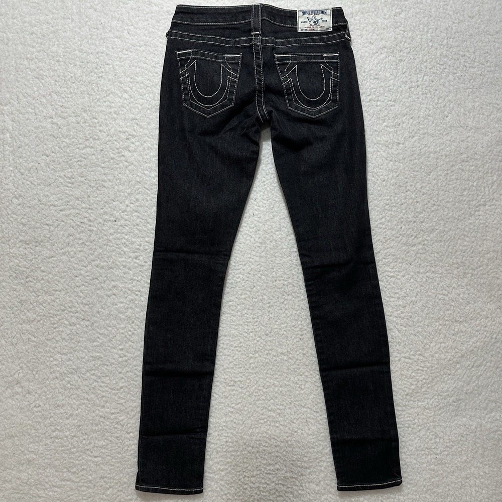 True Religion Women's Black Dark Wash Skinny Jeans Size 25